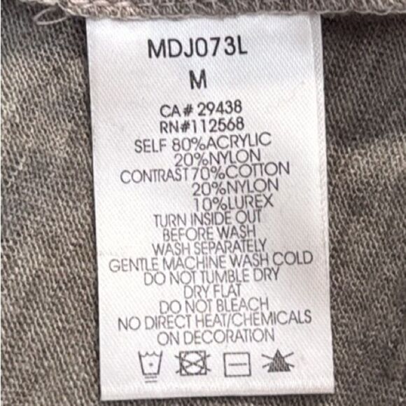 Miss Me Tan Gray Ombré V Neck Lace Trim Rhinestone Jersey Stretch Cardigan NEW - Picture 16 of 16